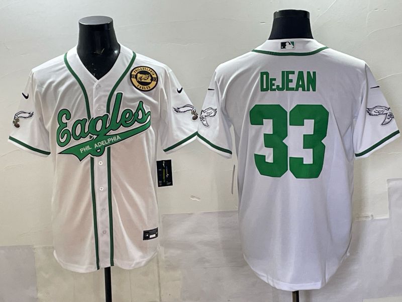 Men 2025 Philadelphia Eagles #33 Dejean white 2th generation Joint Name Nike Limited NFL Jersey style 005